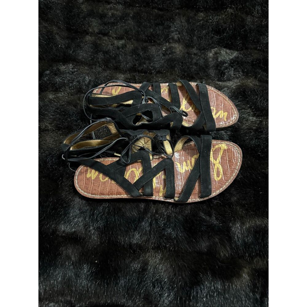Sam Edelman Gemma Gladiator Strappy Genuine Suede Black Sandals Womens 8‎ shoes